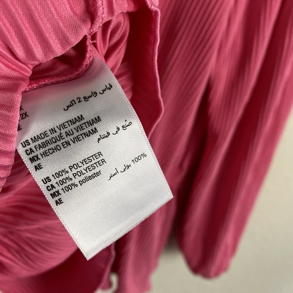 On 34th Size 2x Pink Blouse Peplum Pleated Office Career Stretchy Faux Wrap - Picture 6 of 6